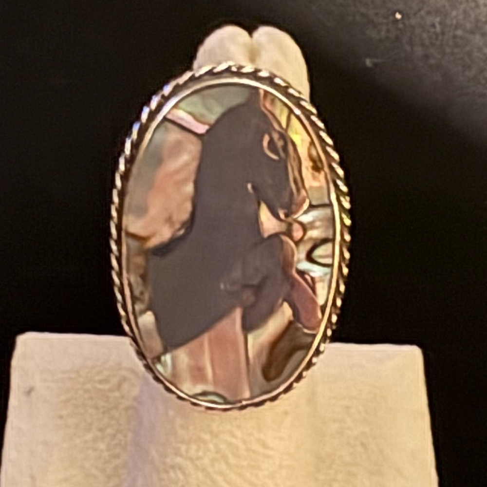 Vintage abalone  and sterling silver ring. Size 6